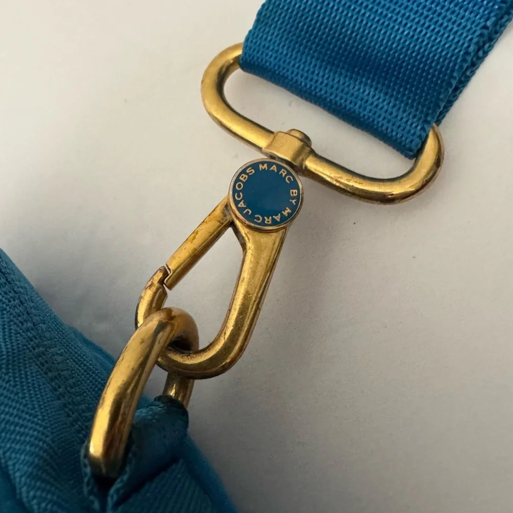 Marc by Marc Jacobs Embossed Blue Neoprene Laptop Bag Crossbody